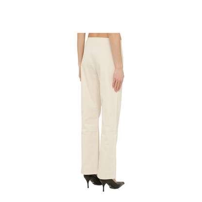 Regular White Cotton Trousers