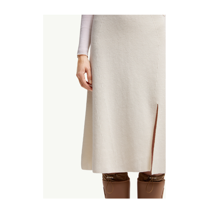White Wool & Cashmere Midi Skirt