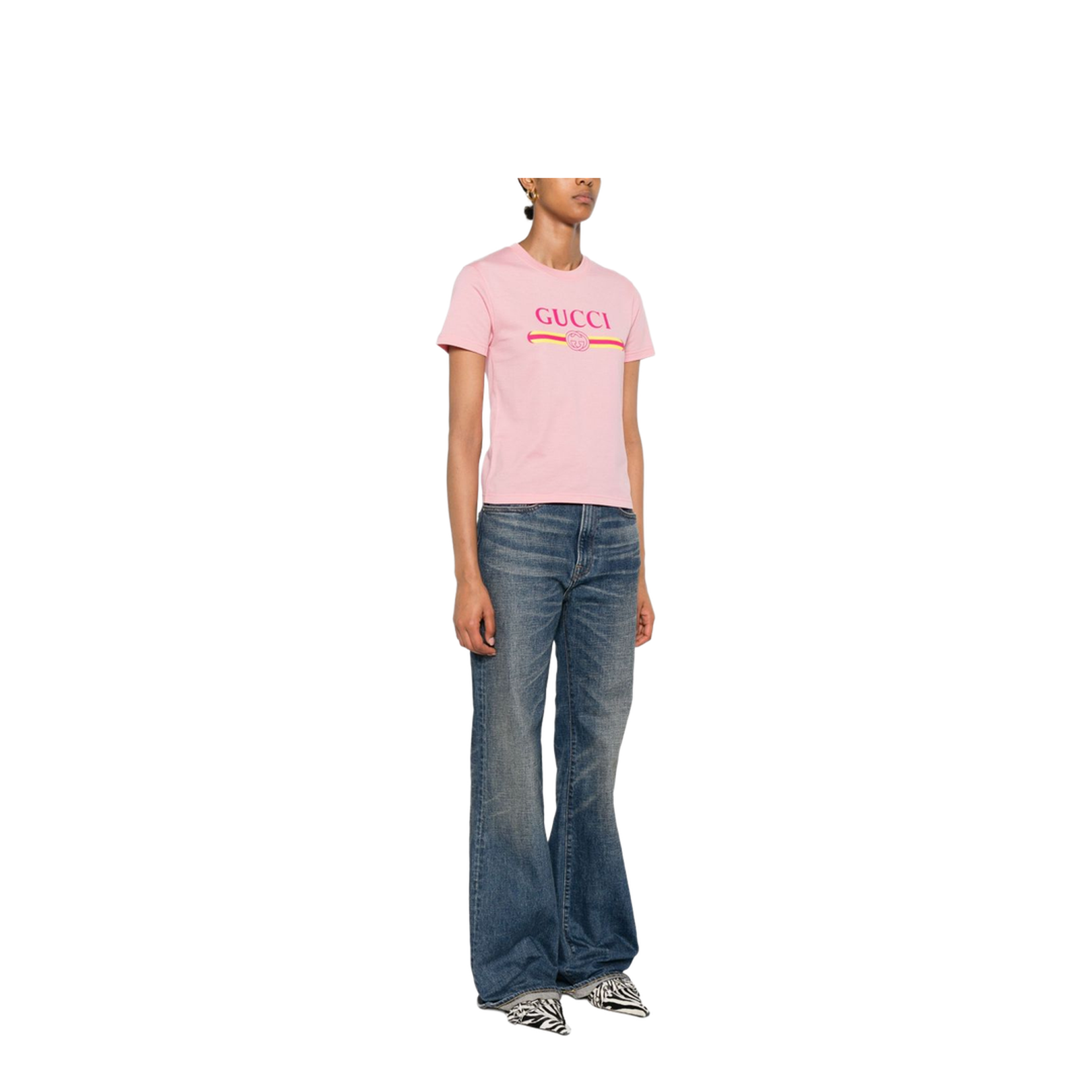 Cotton Jersey T-Shirt with Print in Pink