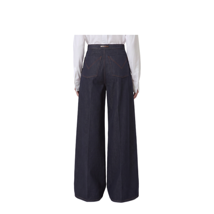 MAYFEYR - Max Mara - Wide Leg Denim-Effect Quatto Trousers - 262113603260010564001