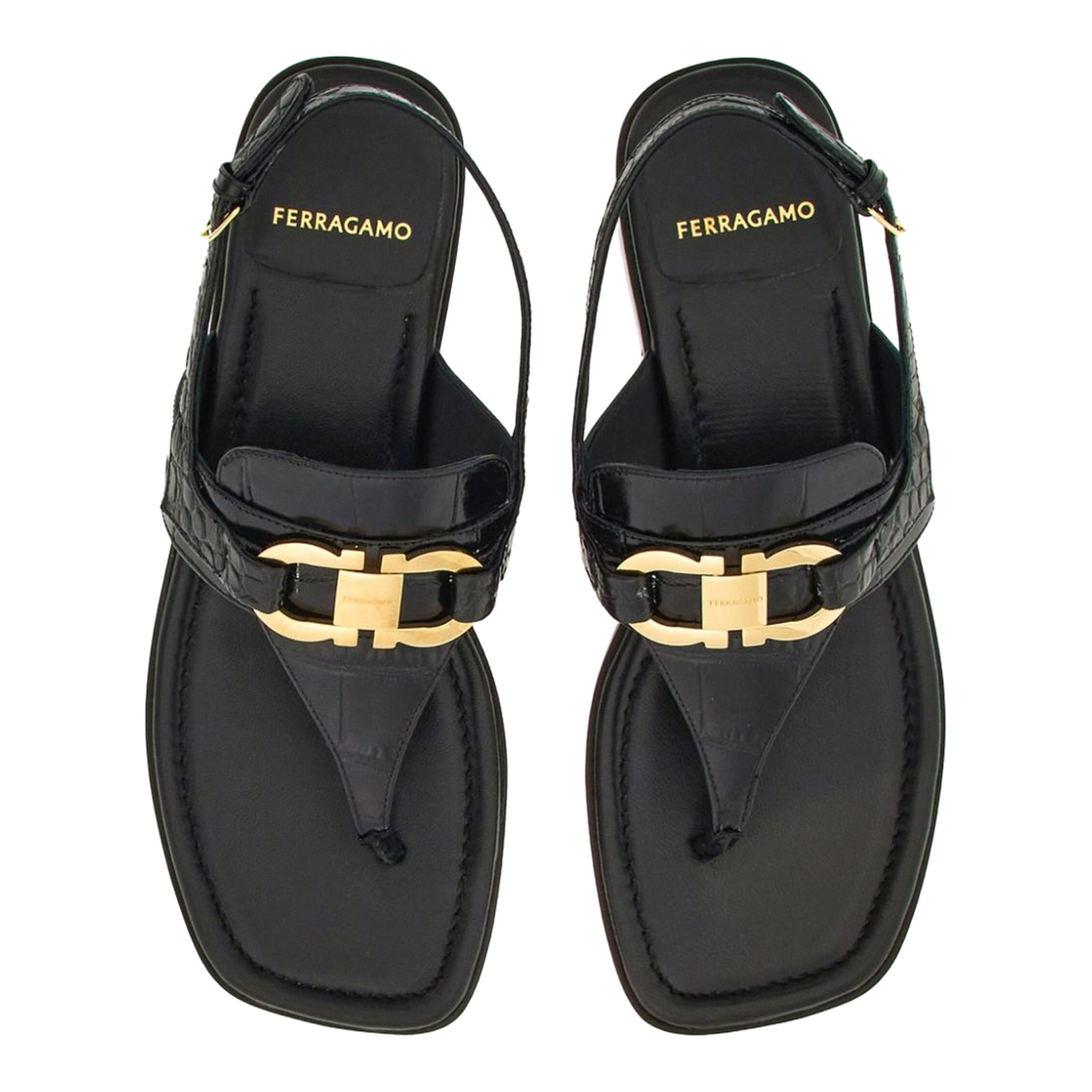 Gancini Leather Thong Sandals