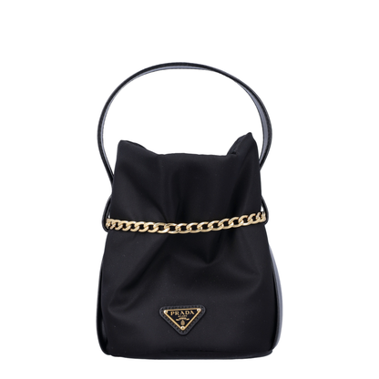 Petit Sac Noir Mini Re-Nylon and Nappa Leather Bucket Bag - Black