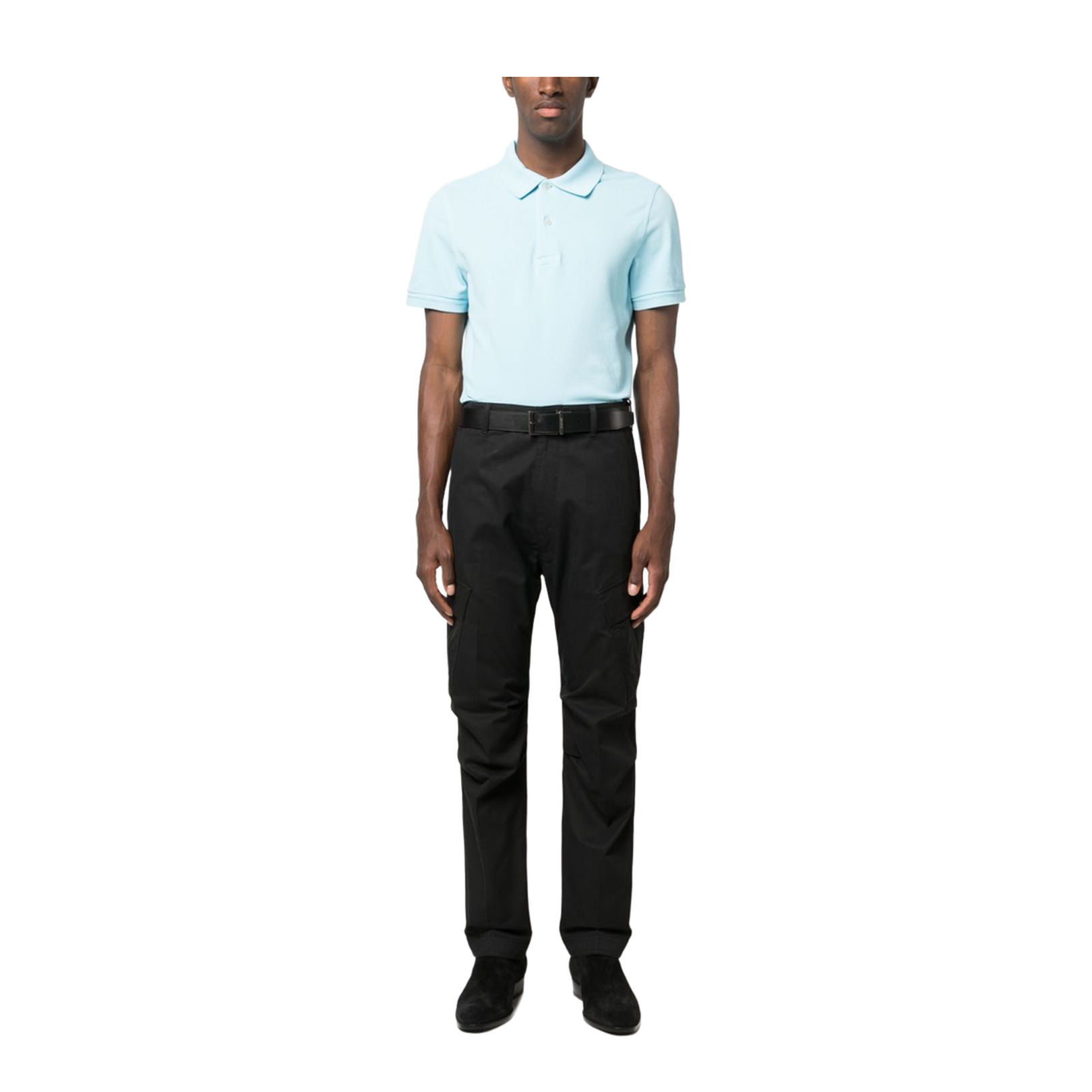 Short-Sleeve Polo Shirt in Clear Blue