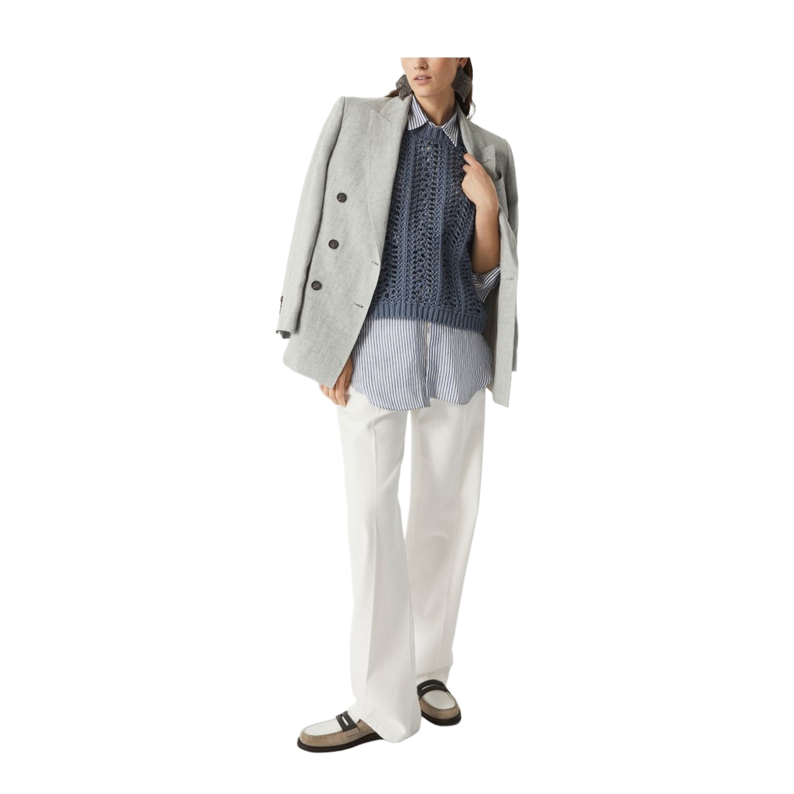 Clear Blue Striped Linen Shirt