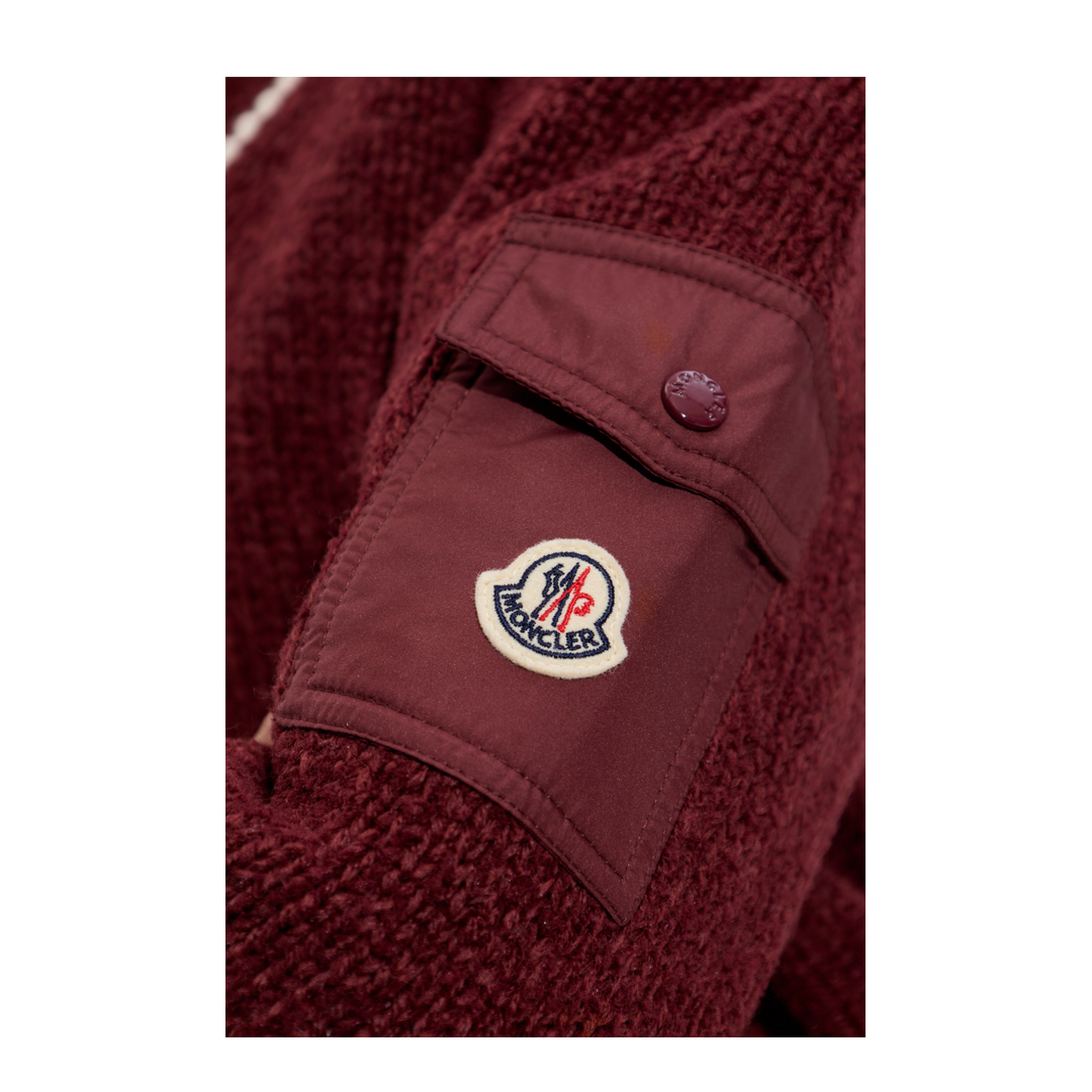 Burgundy Padded V-Neck Cotton & Wool Blend Jumper