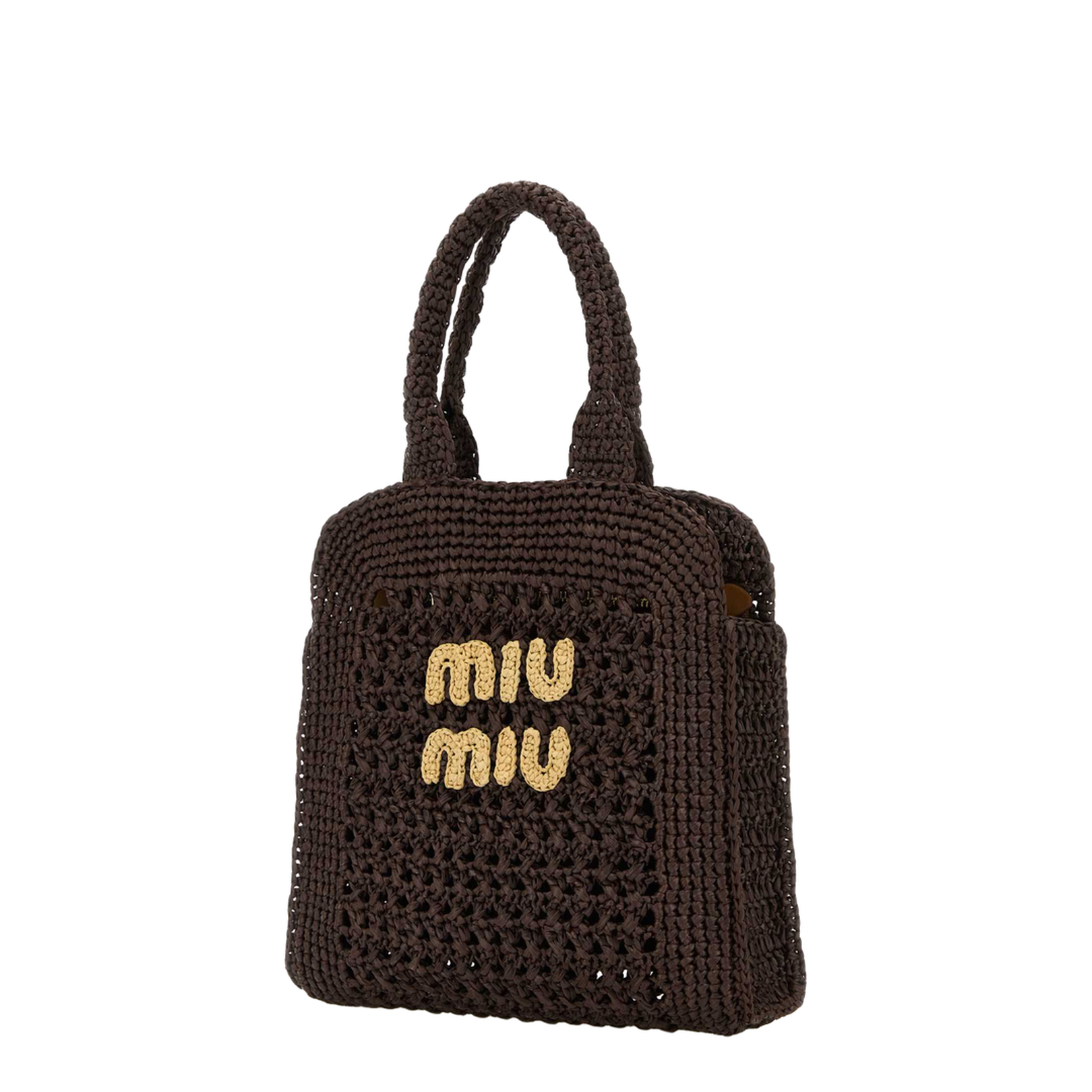 Cocoa Brown Natural Raffia-effect Woven Tote Bag