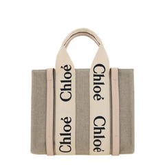 Woody Small Linen Canvas Tote Bag - Cement Pink
