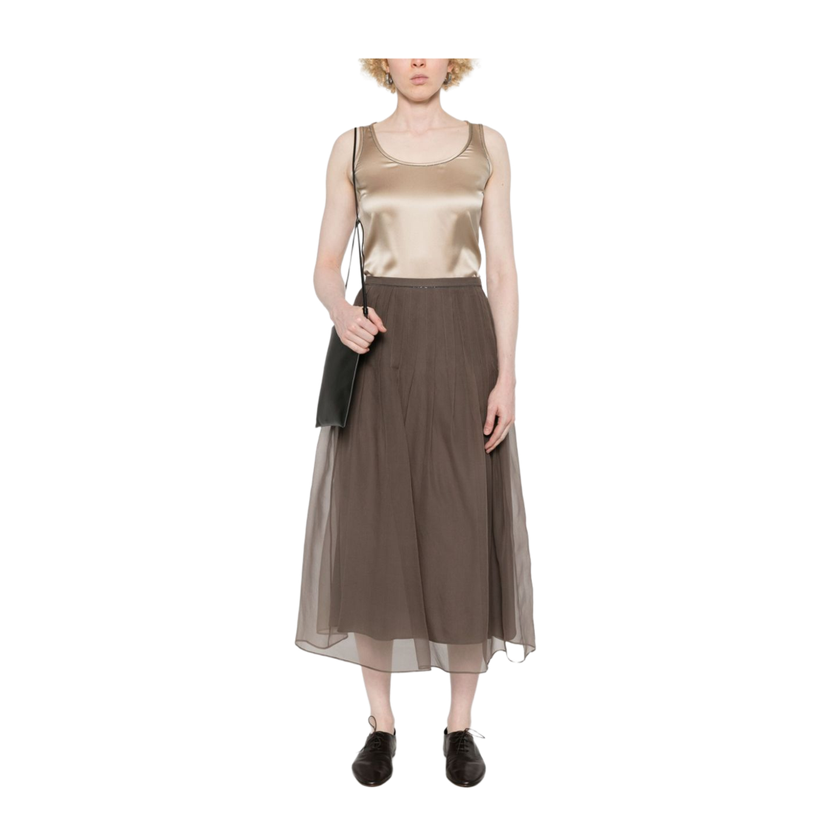 Pleated Silk Long Skirt