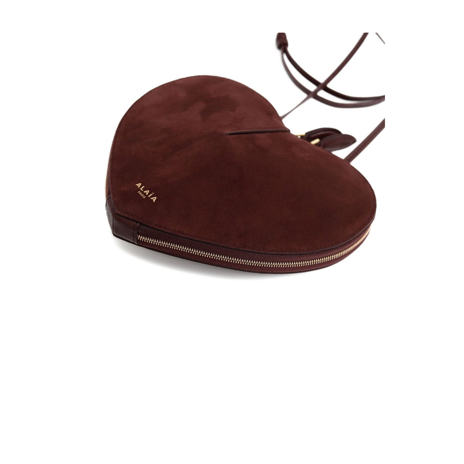 Heart-Shaped Shoulder Bag in Grainy Leather and Suede