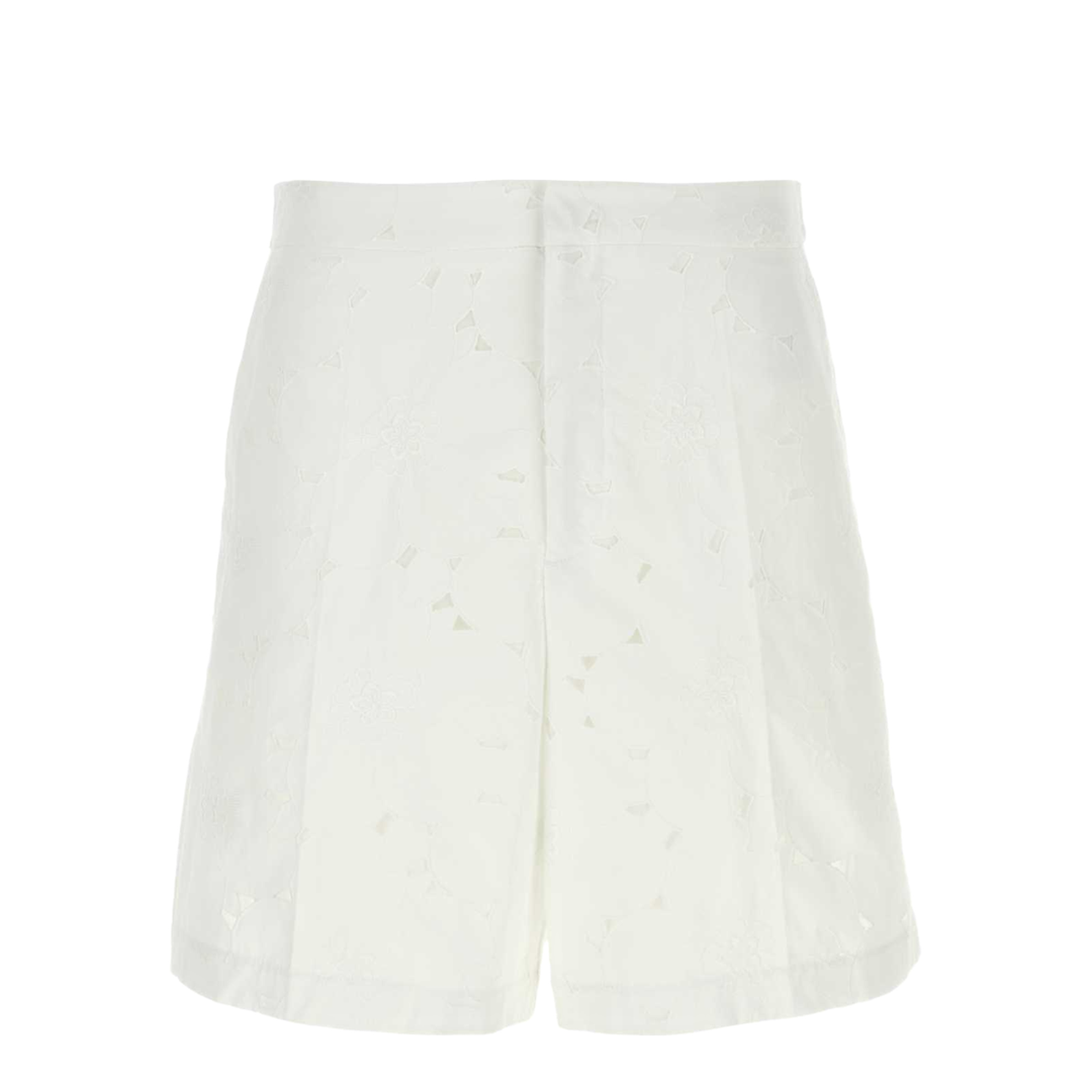 White Cotton Blend Bermuda Shorts