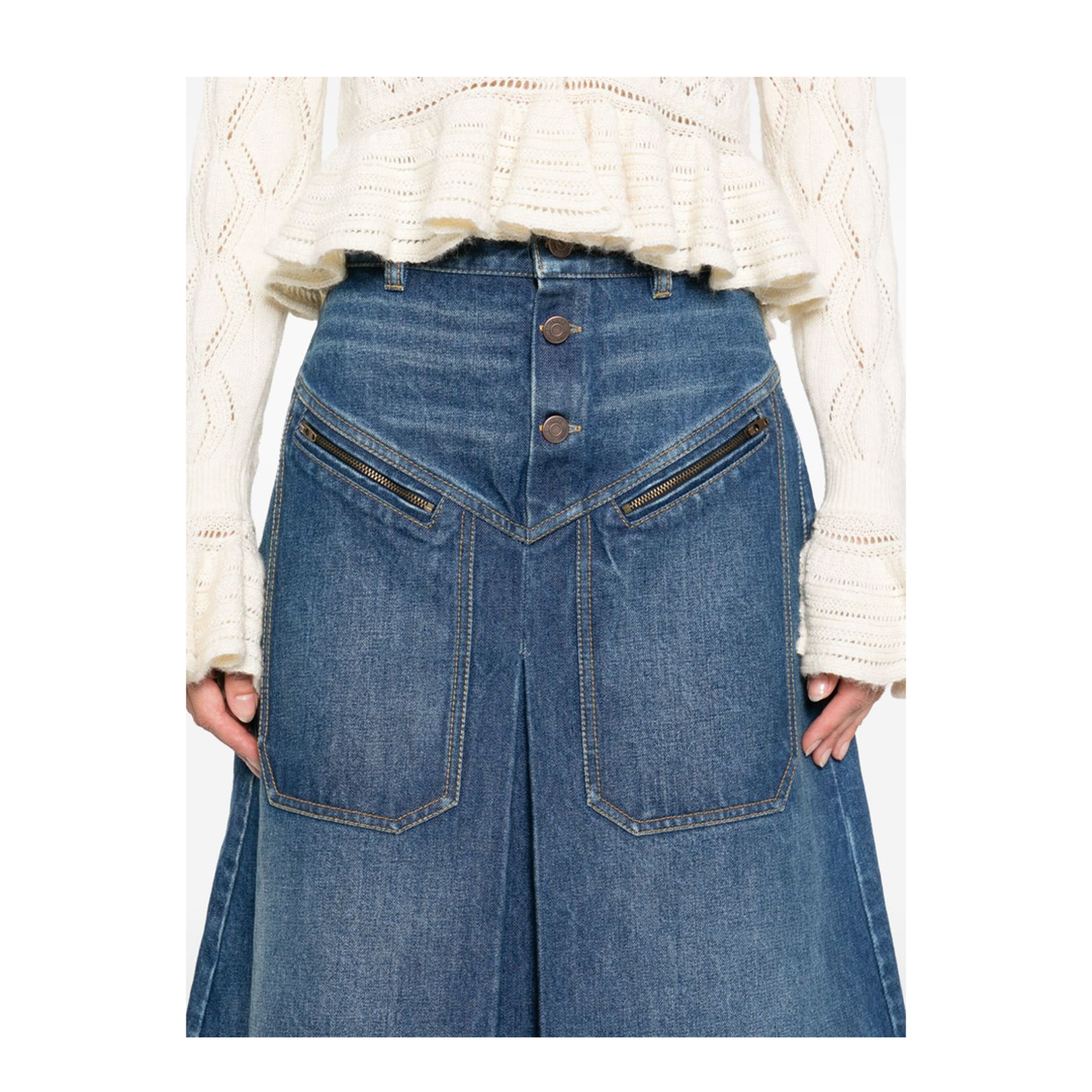Knee-length Skirt in Denim