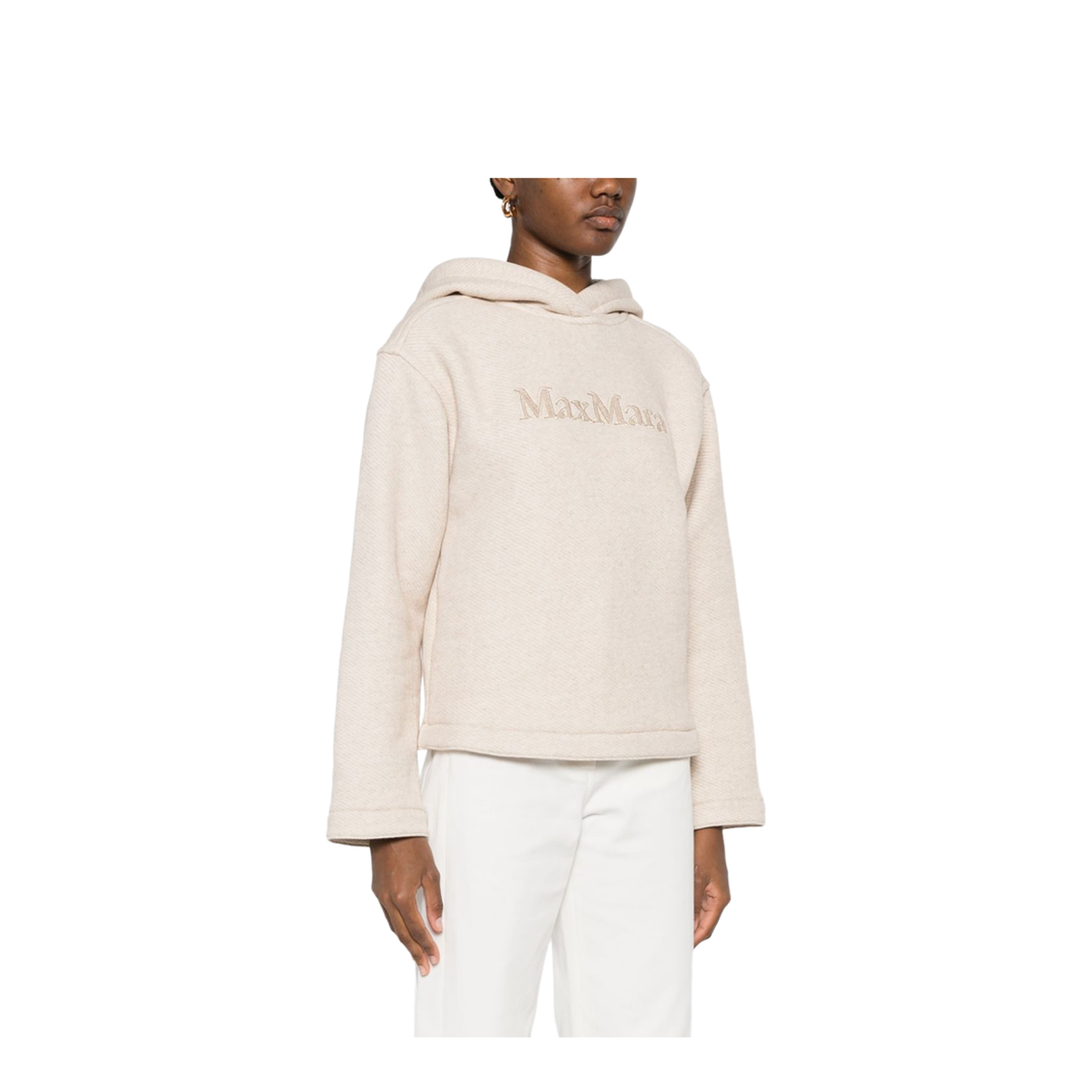 Pure Logo Cotton Hoodie In Beige