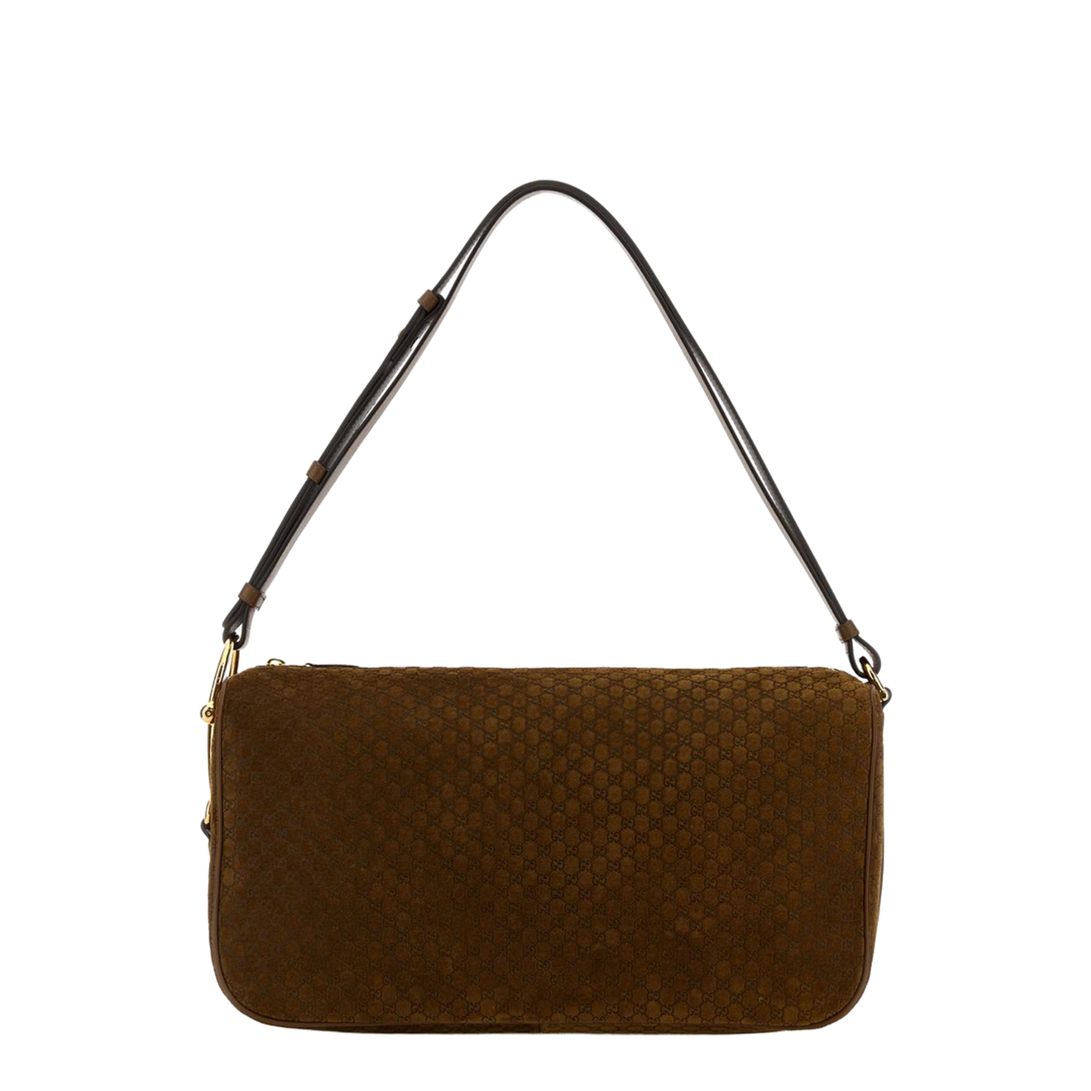 Caramel Suede Half Horsebit Shoulder Bag