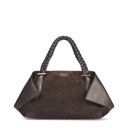 Scarf (Folded) Medium Suede Calfskin Tote Bag - Testa di Moro