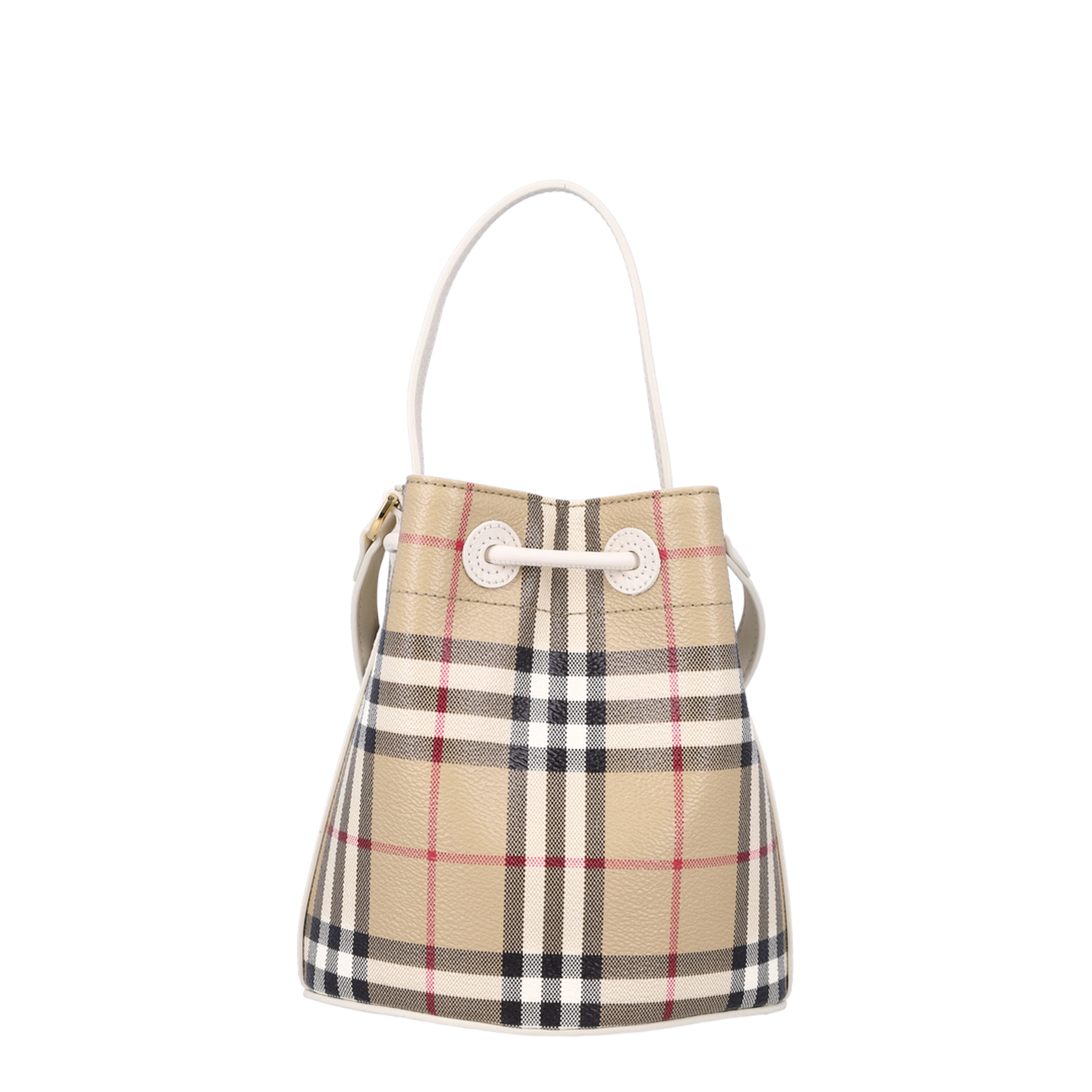 Mini Check Mini Coated Cotton-Blend Bucket Bag - Archive Beige/Soap Beige
