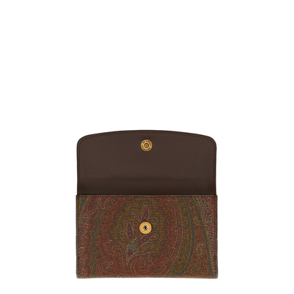 Paisley Wallet with Leather Flap and Coin