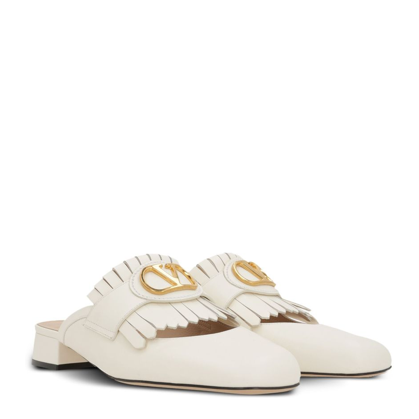 Vlogo Signature Calfskin Moccasin Mule With Fringes