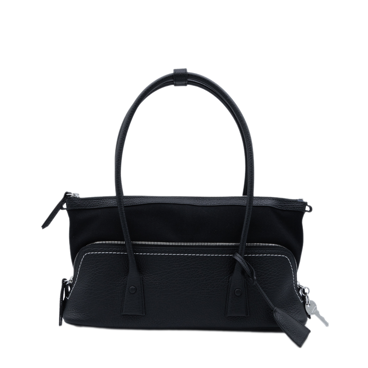 5AC Shoulder East West Calf Leather Shoulder Bag - Black