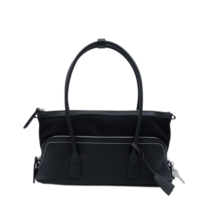 5AC Shoulder East West Calf Leather Shoulder Bag - Black