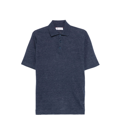 Linen and Cotton Knit Polo Shirt