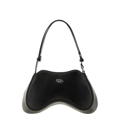 Play Semi-Gloss Leather Shoulder Bag - Black
