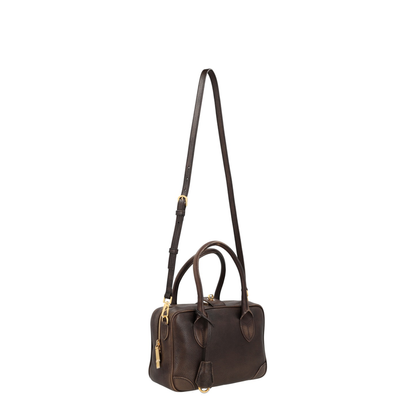 Vita Cowhide Top-Handle Bag - Crema/Marrone