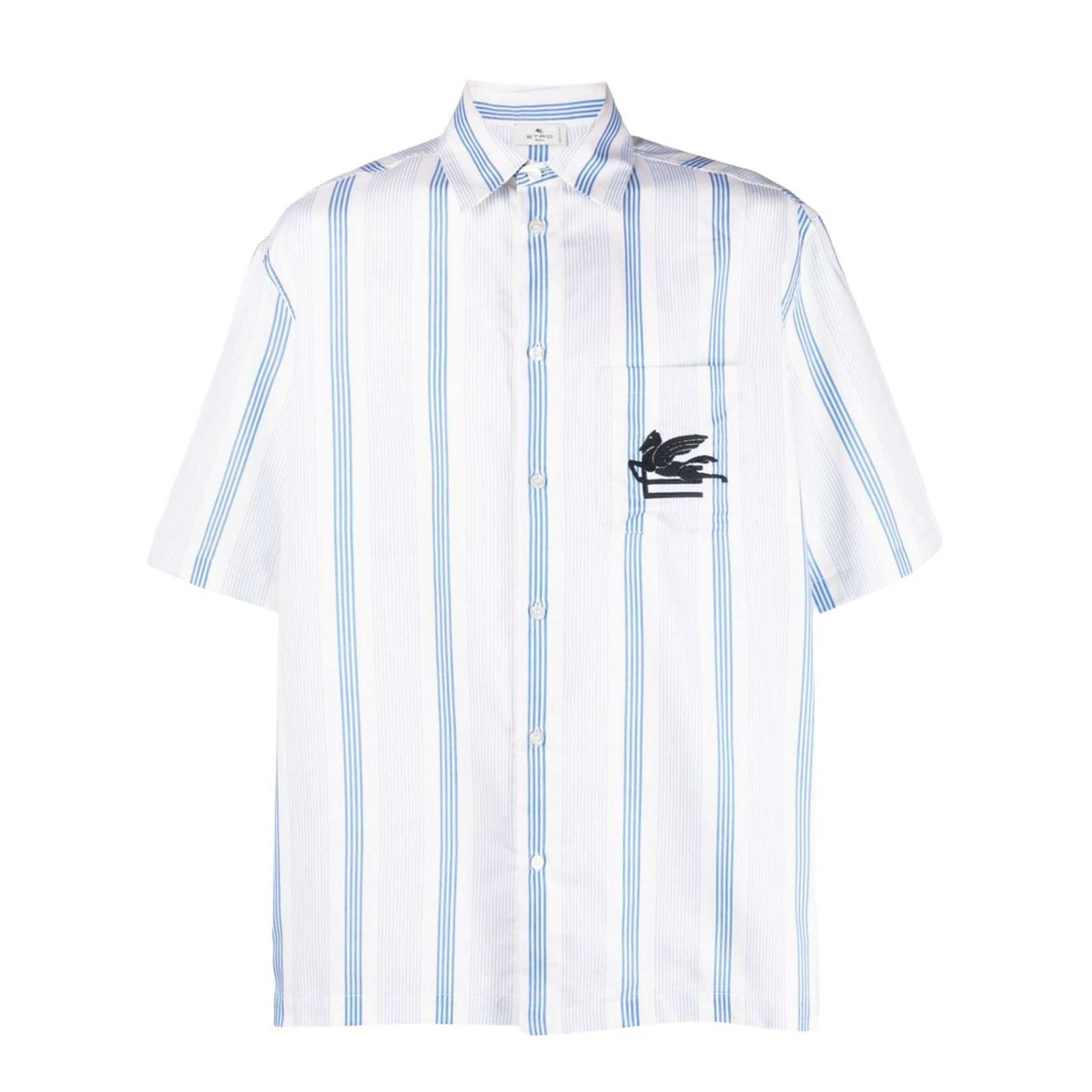 Blue Striped Embroidered Shirt