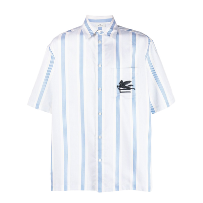 Blue Striped Embroidered Shirt