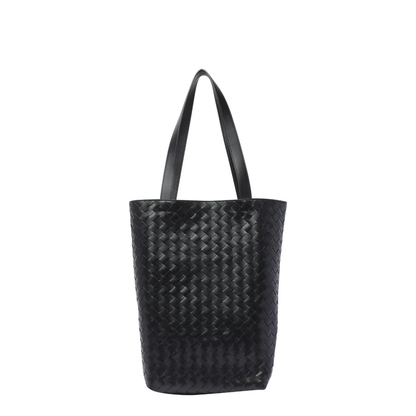 Intrecciato Small Leather Tote Bags - Black