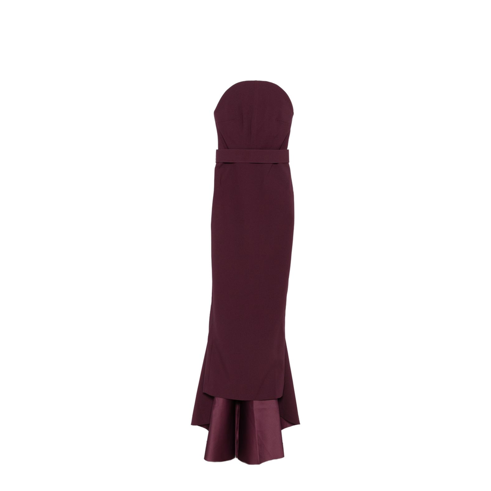 Burgundy Strapless Neckline Straight Skirt