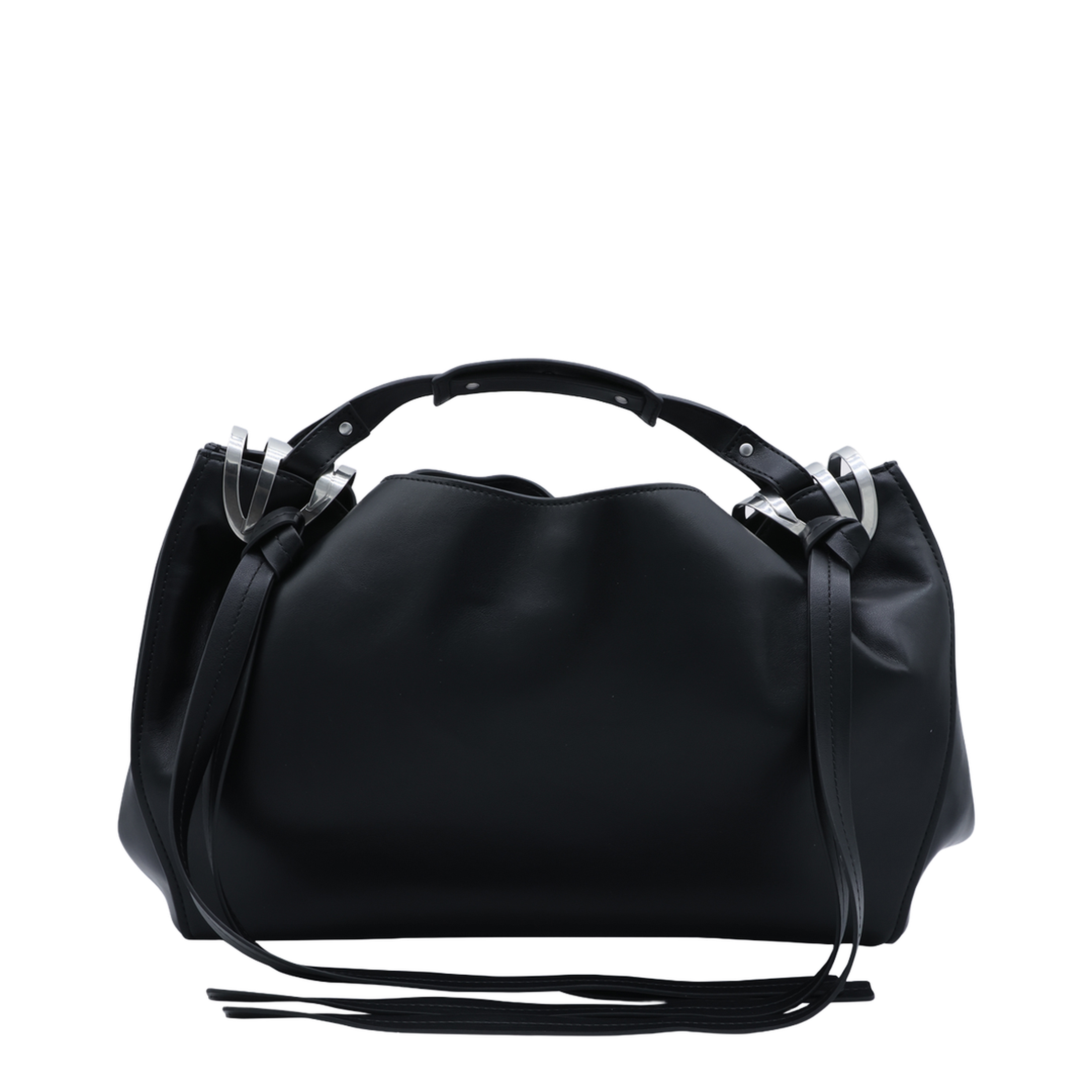 Knot-D Medium Polyurethane Top-Handle Bag - Black
