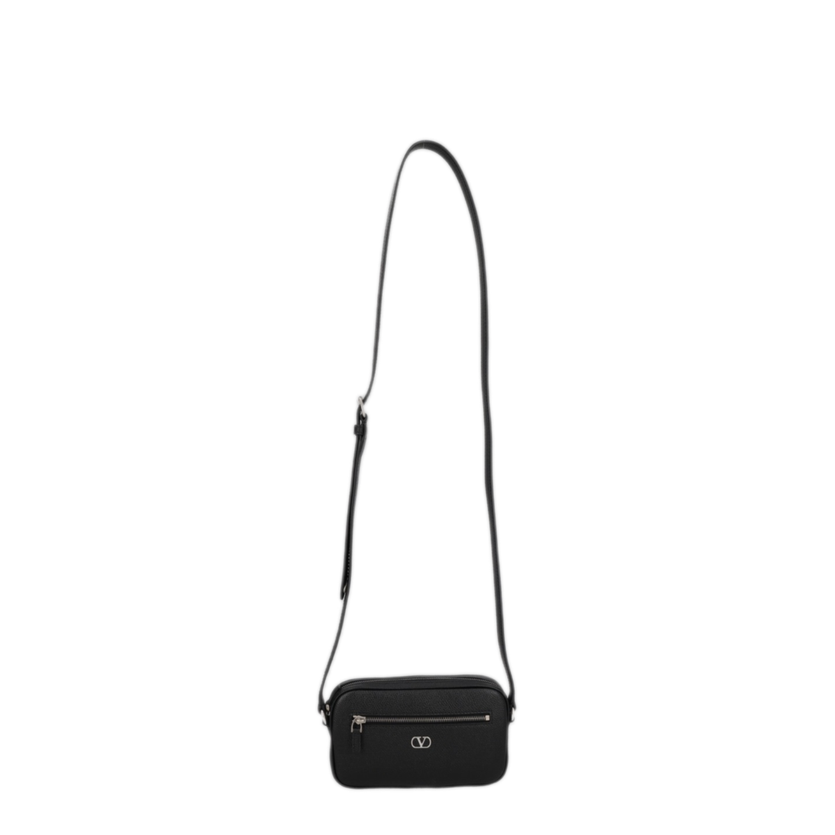 VLogo Signature Leather Crossbody Bags - Black