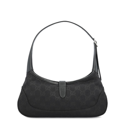 Jackie Slim Medium Canvas Shoulder Bag - Black