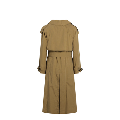 Double-breasted trench coat in cotton blend brown