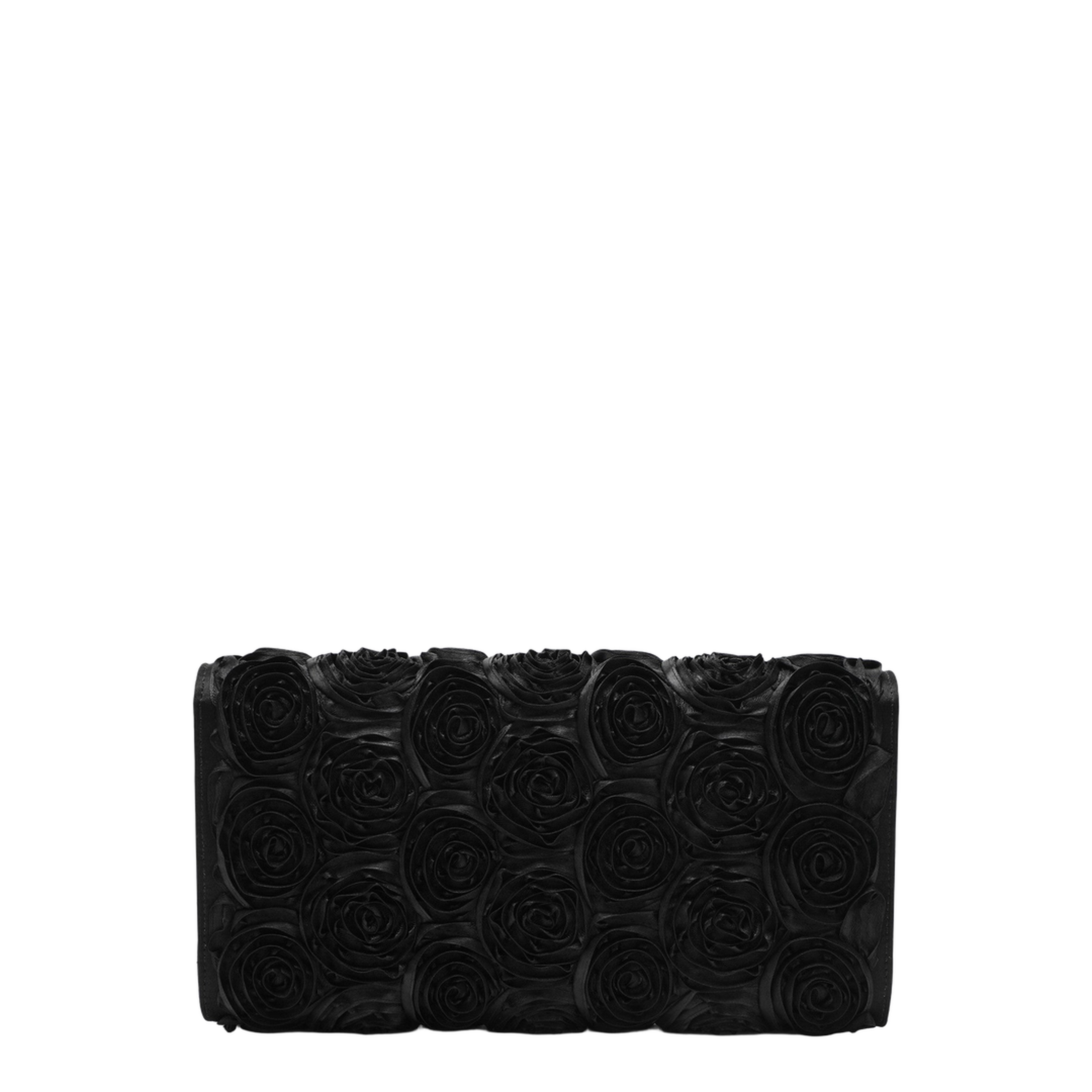 Satin Bag with Crystal Buckle and Rose Detail