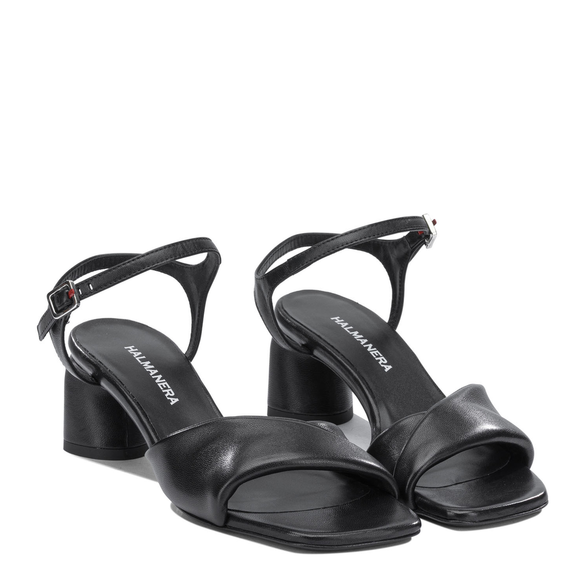 MAYFEYR - Halmanera - Black Leather Heeled Sandals - DALLY02BARONNERO