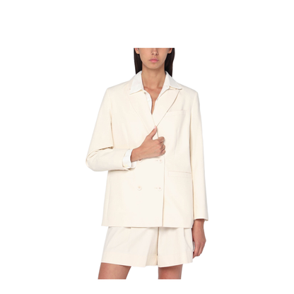 Double-Breasted Jacket In Ecru Cotton