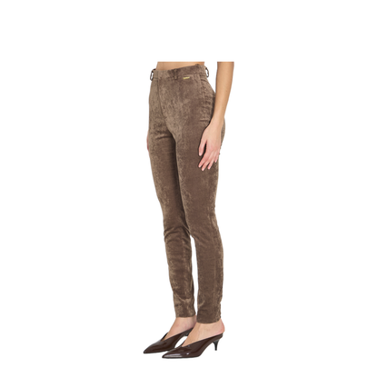 Stretch Velvet Leggings in Brown