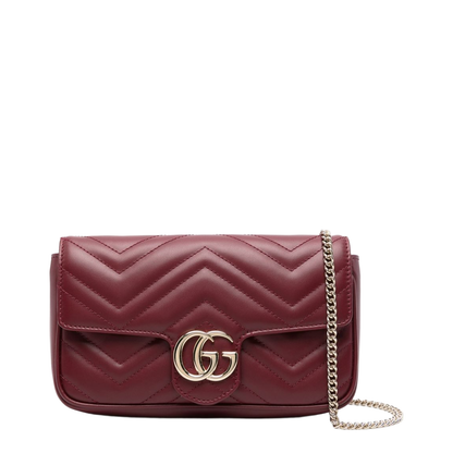 GG Marmont Small Leather Shoulder Bags - Burgundy