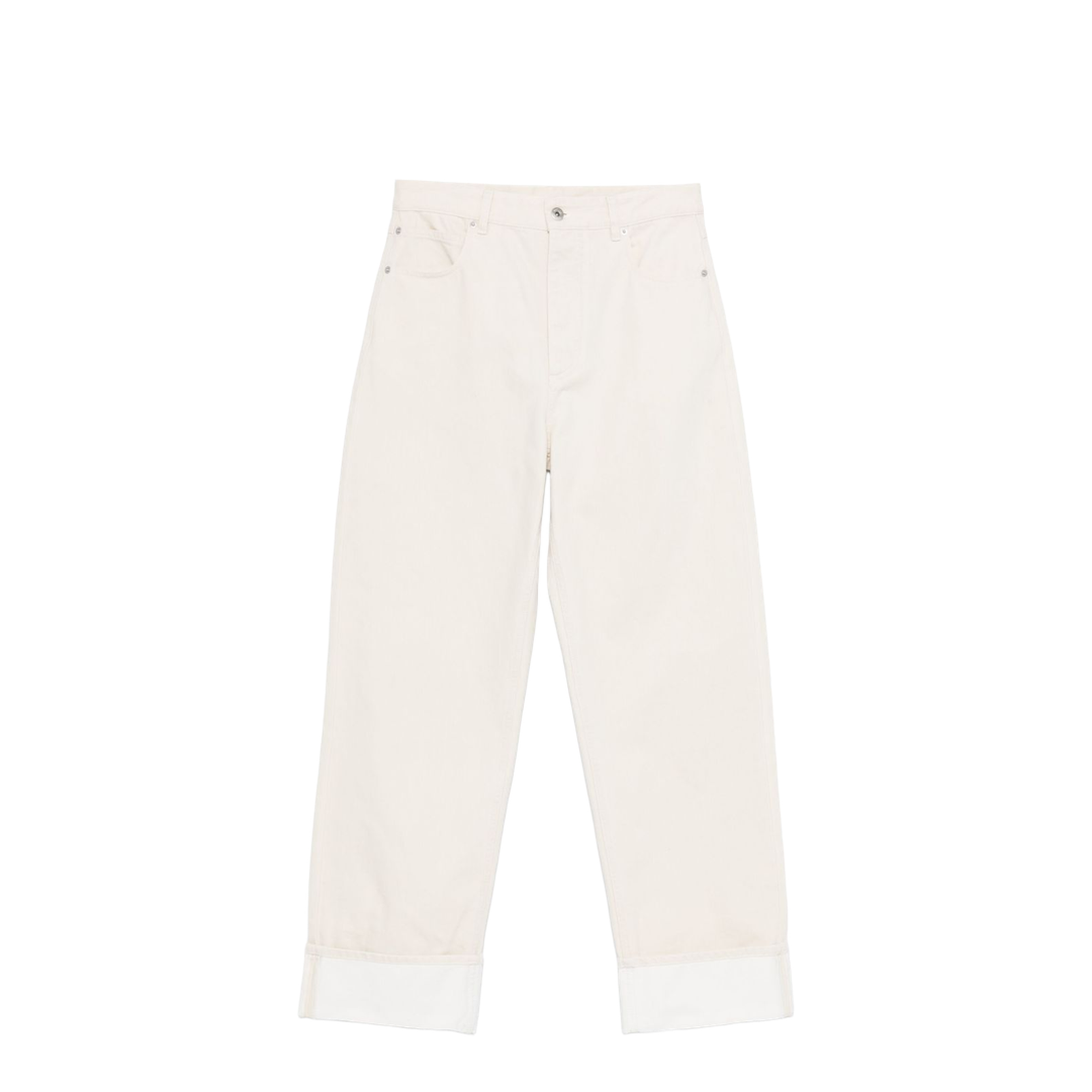 Colored Turned Up Jeans in Pale Meringue