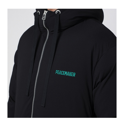 Black Peacemaker Puffer Jacket with Logo Embroidery
