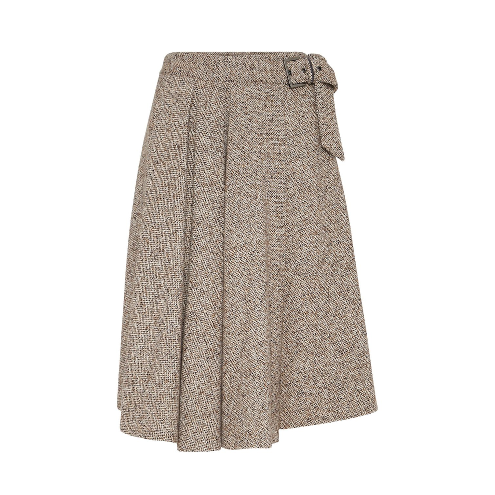 Virgin Wool and Silk Midi Skirt