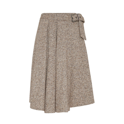 Virgin Wool and Silk Midi Skirt
