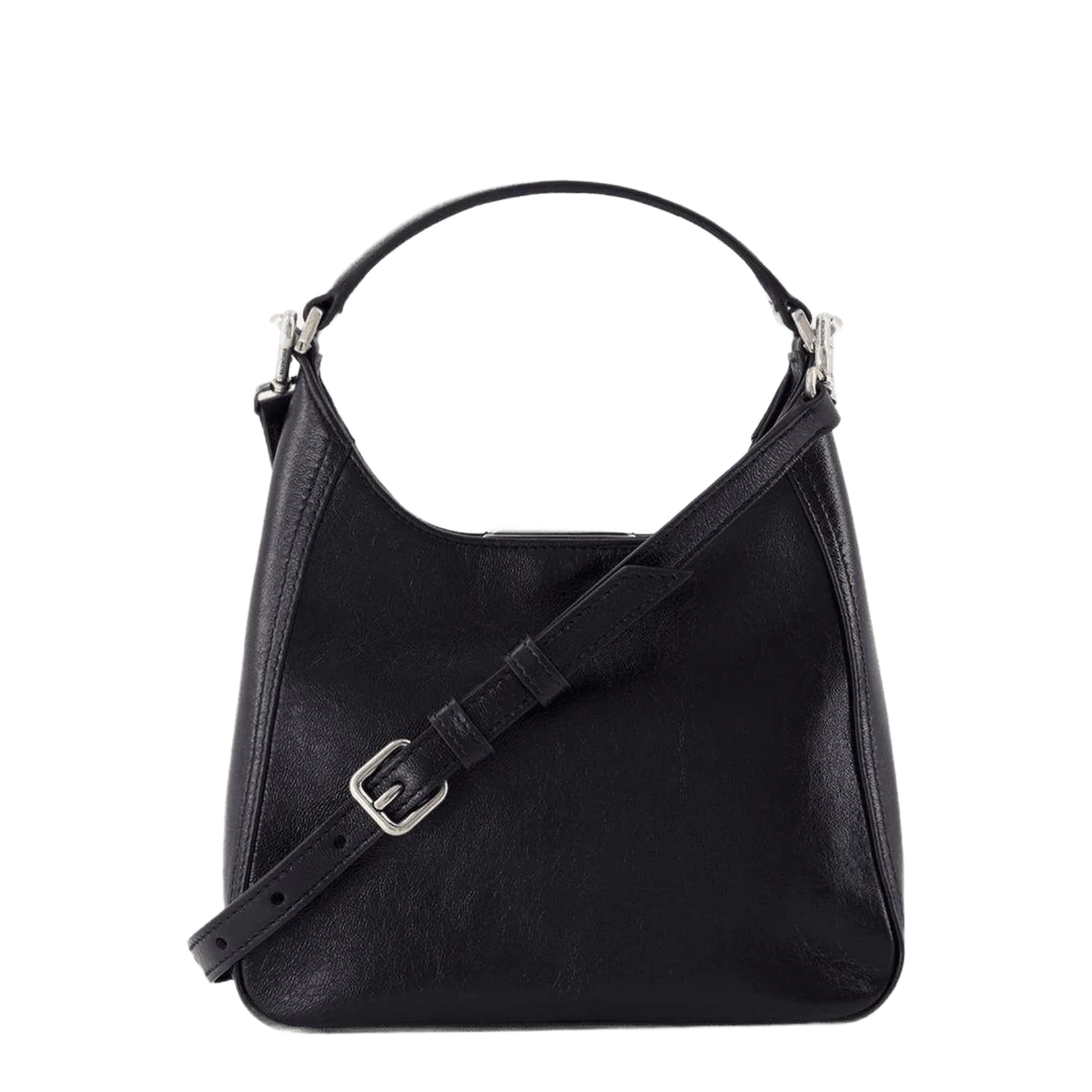 Black Leather BB Soft Bag