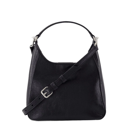 Black Leather BB Soft Bag