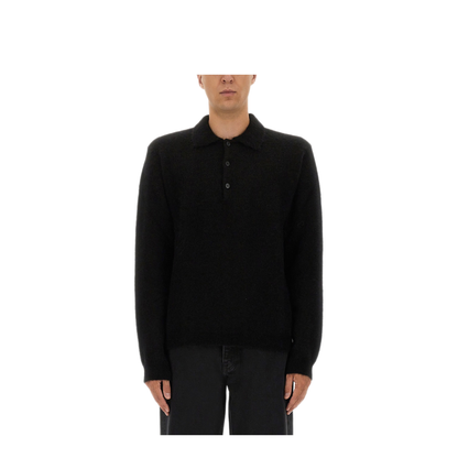 MAYFEYR - SUNFLOWER - Wool Sweater With Polo Collar - 3074BLACK