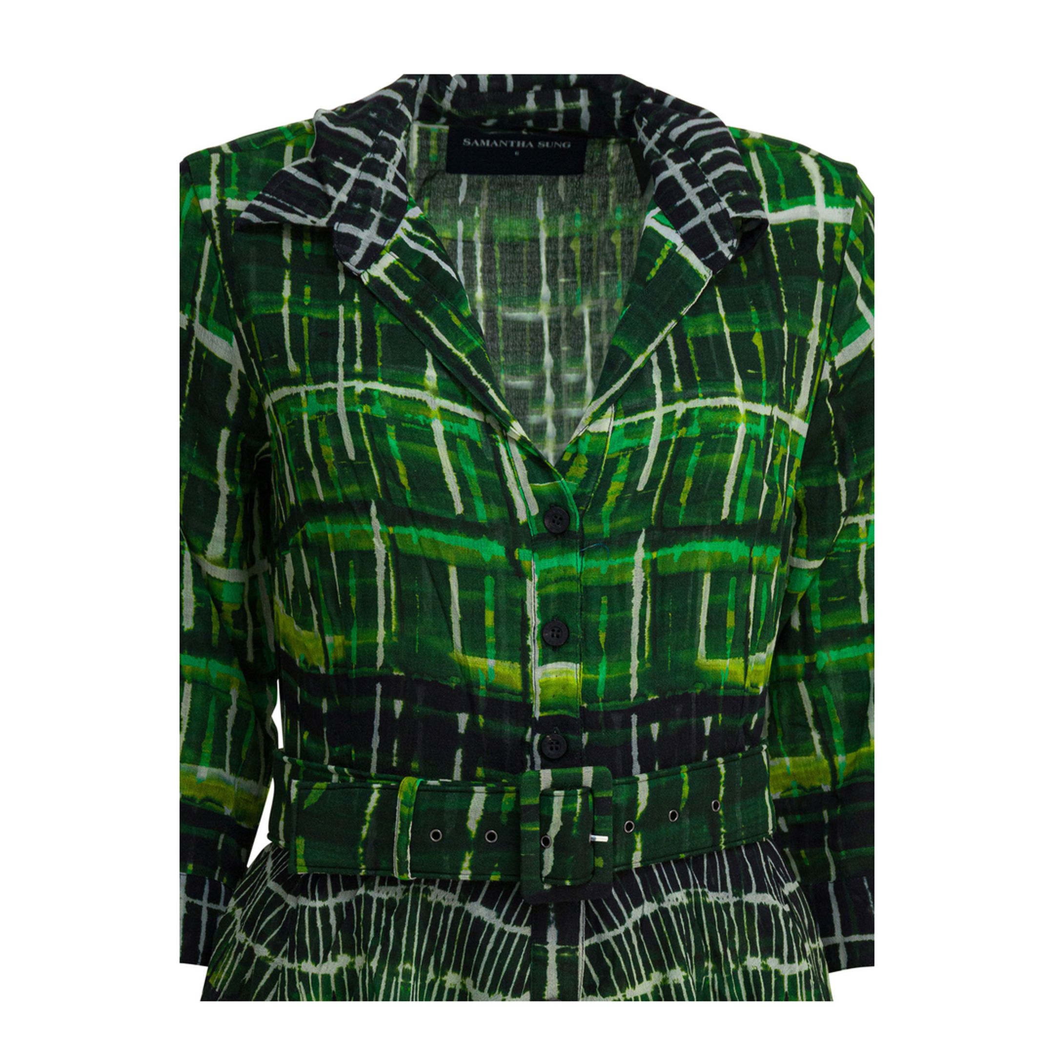 MAYFEYR - Samantha Sung - Wool Midi Dress - ASTERWATERCOLORPLAIDGREEN