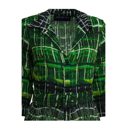 MAYFEYR - Samantha Sung - Wool Midi Dress - ASTERWATERCOLORPLAIDGREEN