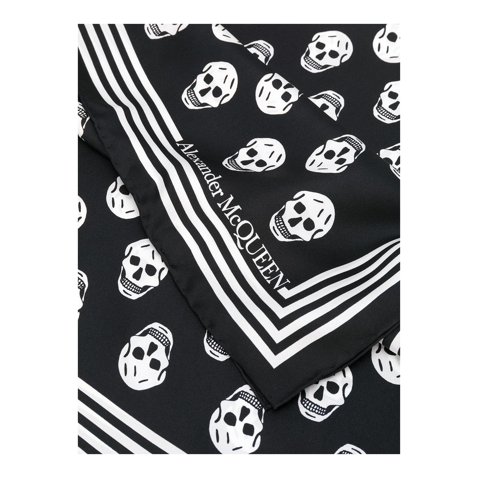Black Mini Skull Print Silk Scarf