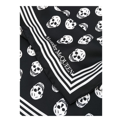 Black Mini Skull Print Silk Scarf